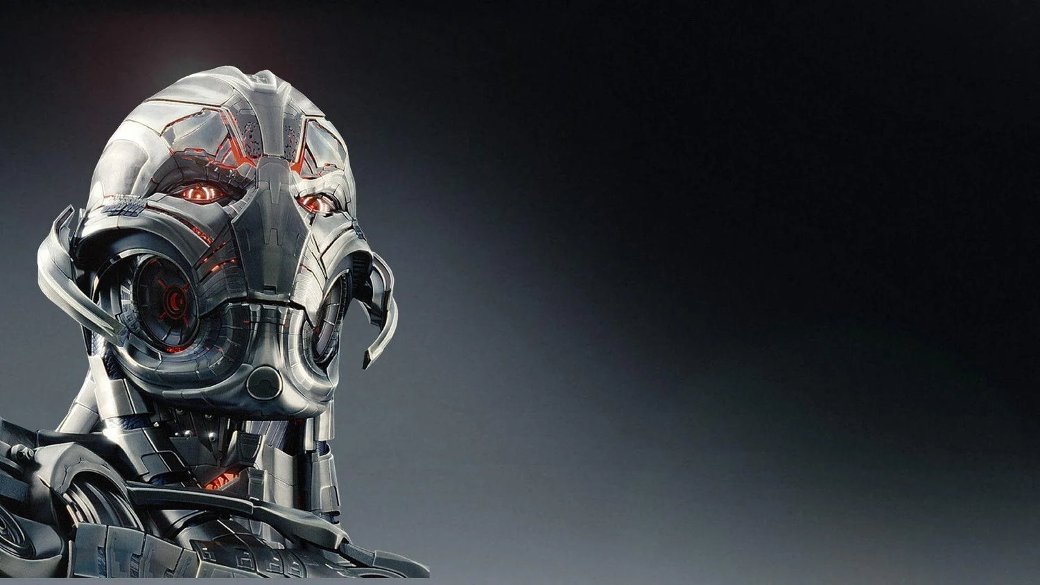 Ultron in a menacing pose with a dark background.