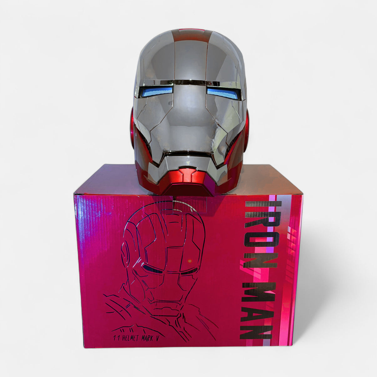 Iron Man Helmet MK5 Silver Jarvis Voice Activation 