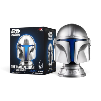 ZD Toys Din Djarin (Mandalorian) helmet night light shown with retail box