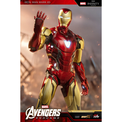 ZD Toys Iron Man Mark 85 LED action figure in an action pose.