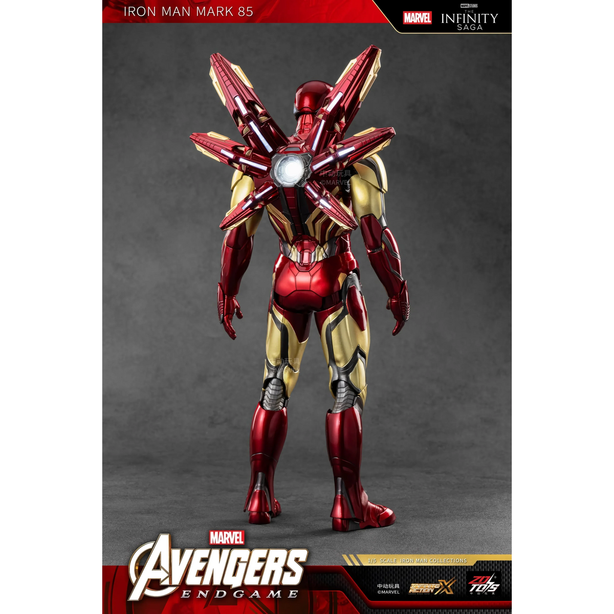 ZD Toys Iron Man Mark 85 LED action figure standing pose.
