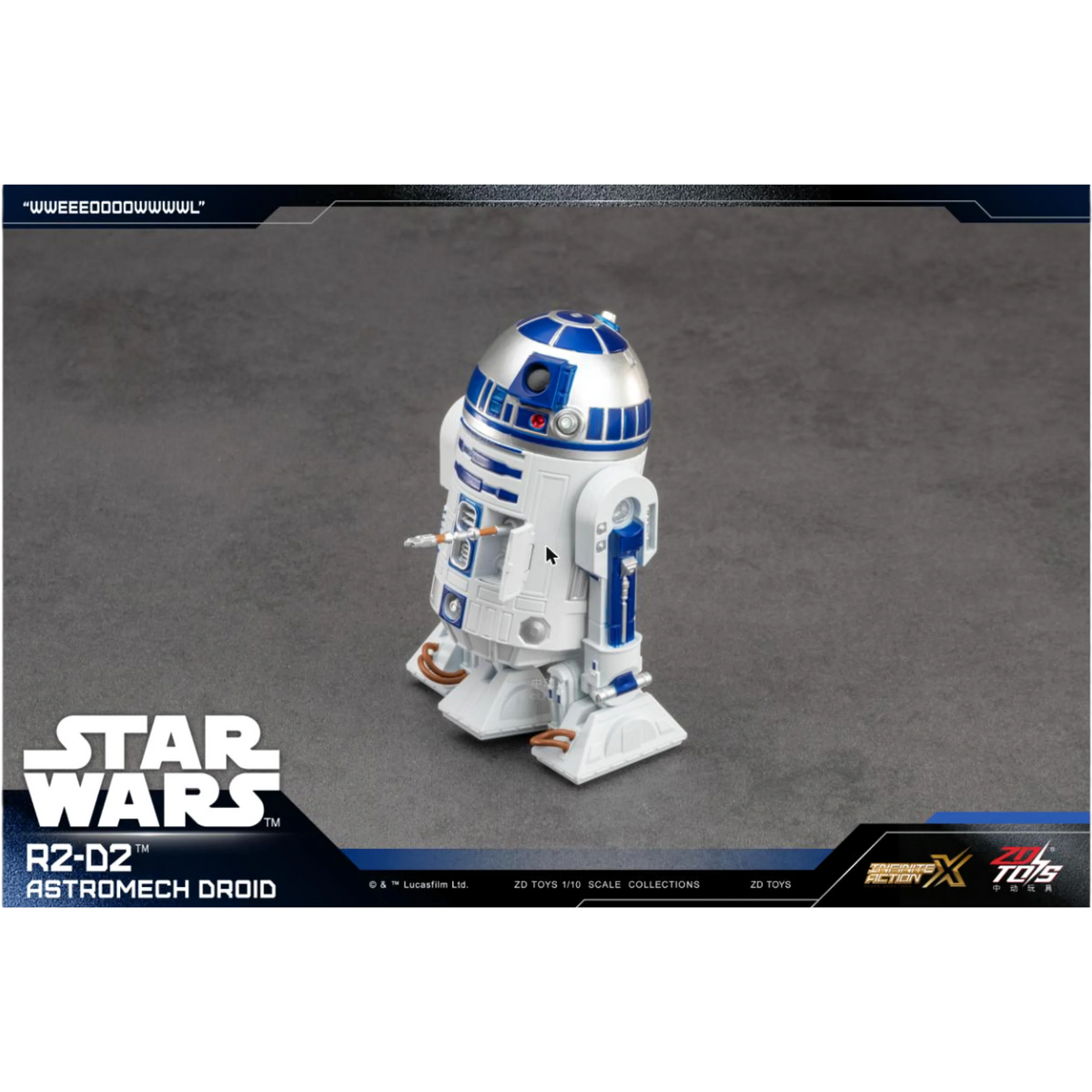 ZD Toys R2-D2 action figure, side view.