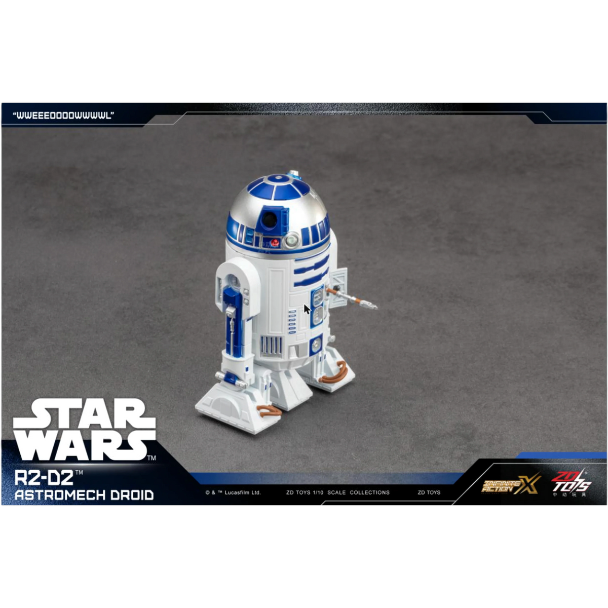 ZD Toys R2-D2 action figure in a walking pose.