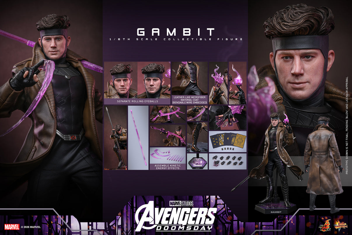 Hot Toys Gambit Avengers Doomsday 1/6 scale figure — playing cards and hands